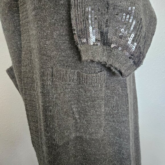 NWT TORRID Women's Long Sweater SZ 1X 14-16 Gray Sequins Knit Cardigan Duster - Picture 7 of 10
